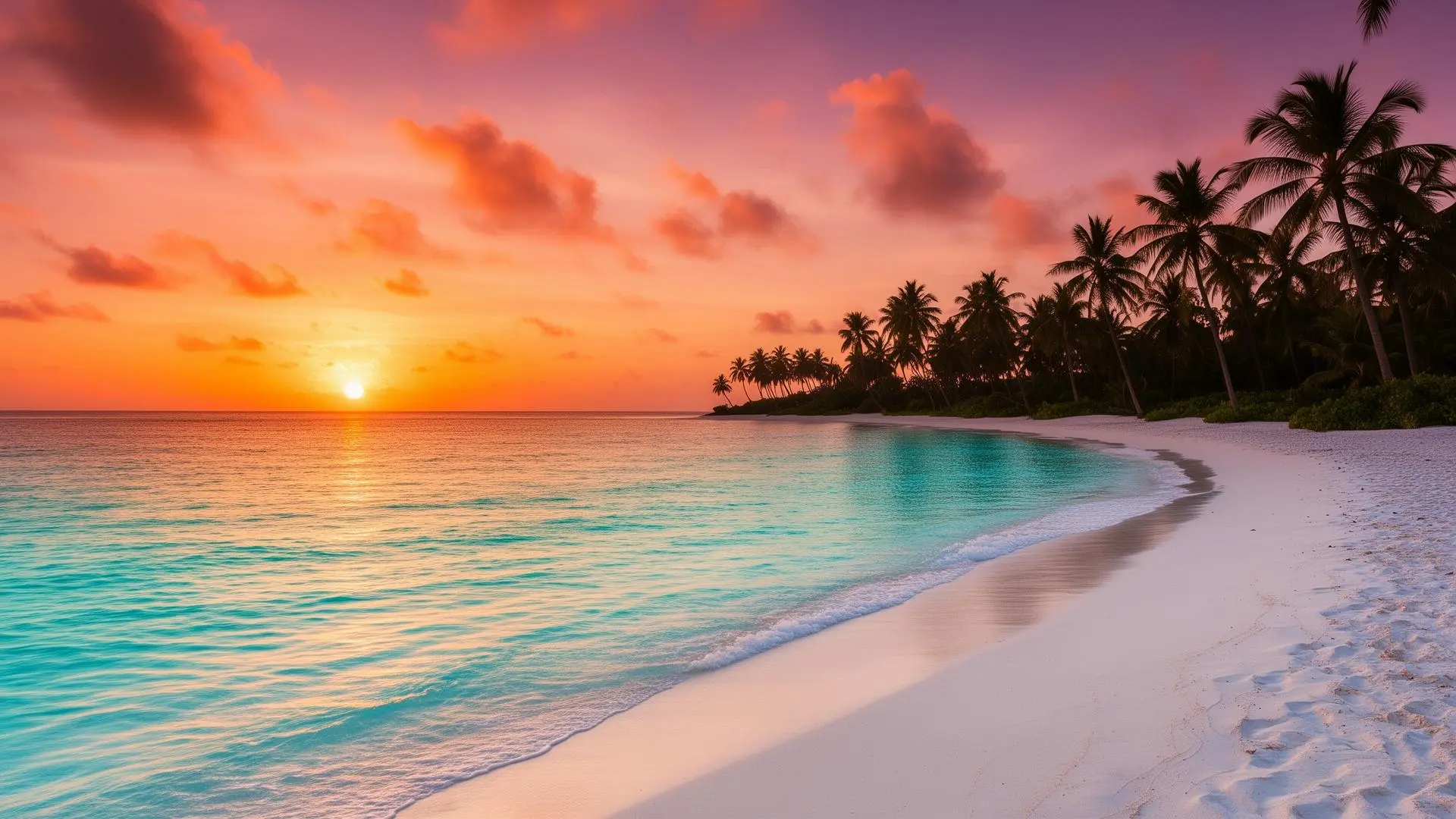 Beautiful tropical beach at sunset